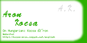 aron kocsa business card